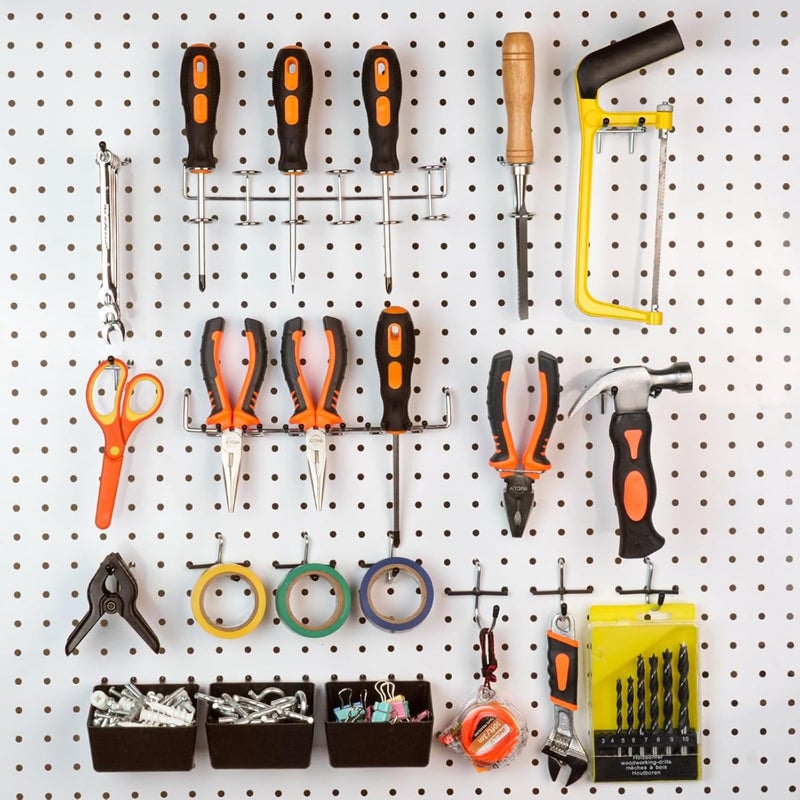 INCLY 120PCS Pegboard Accessories Organizer Kit, Peg Board Hooks Assortment with Bins for Organizing Various Tools, Fit 1/8 or 1/4 inch Pegboard for Hanging Storage, Garage Wall Attachments - Image 2